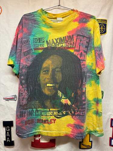 Vintage Bob Marley Rasta Tie Dye Joint Big Face T… - image 1