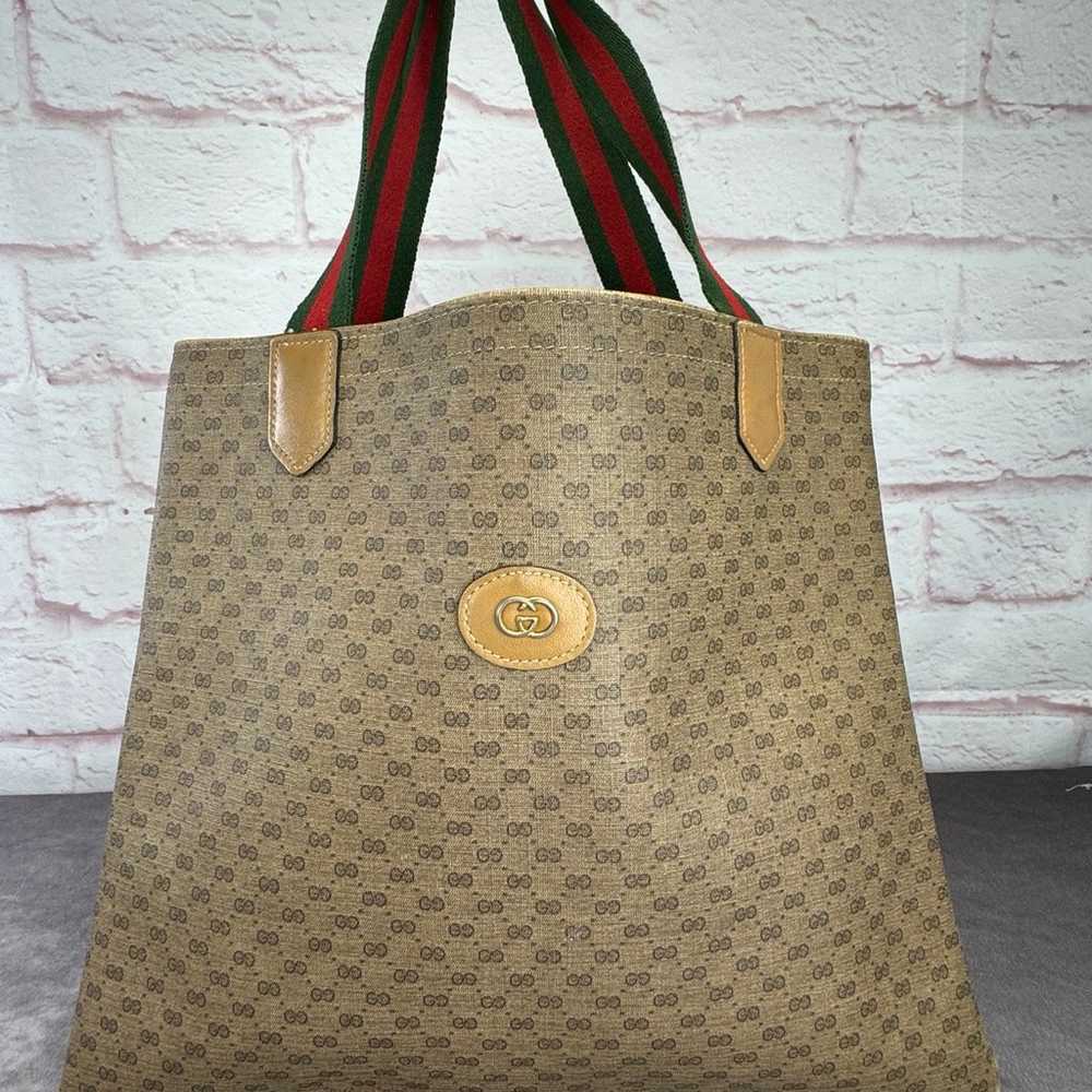 Authentic Gucci Vintage Micro Monogram Web Sherry… - image 1