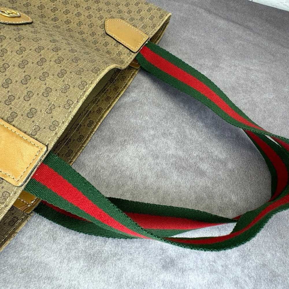 Authentic Gucci Vintage Micro Monogram Web Sherry… - image 9