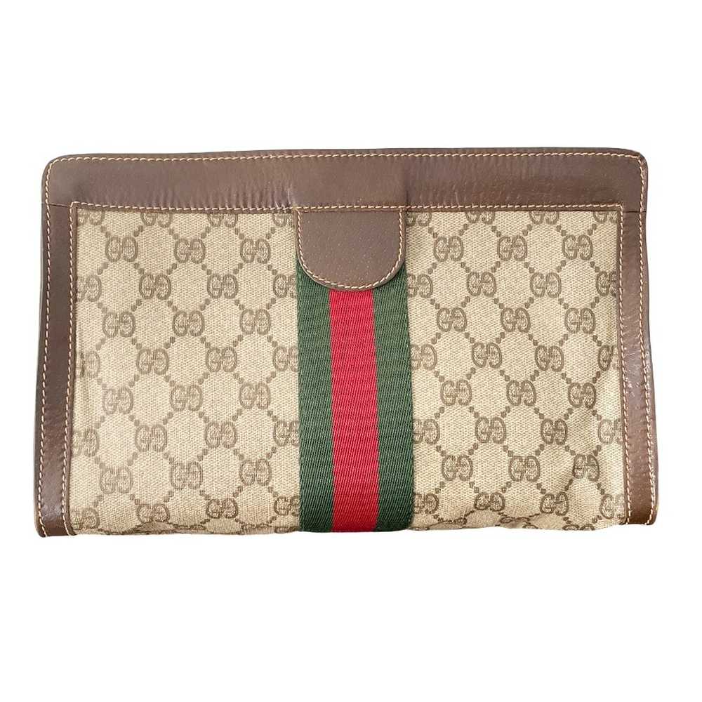 Gucci brown monogram canvas and leather Italian s… - image 1