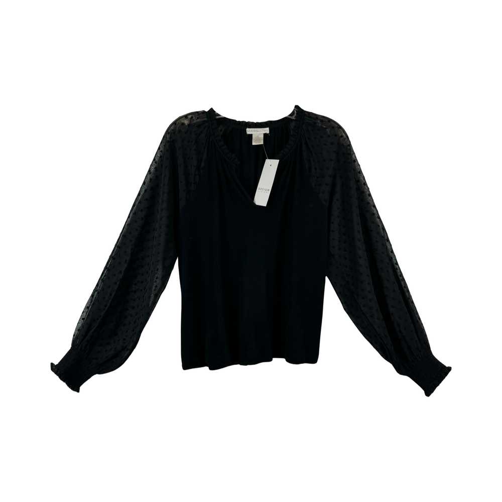 Design History Textured Sheer Long Sleeve Top - image 1