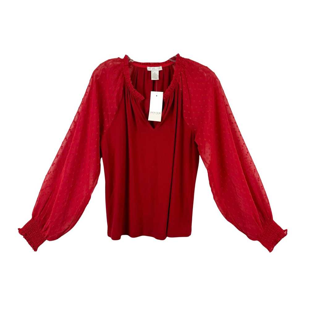 Design History Textured Sheer Long Sleeve Top - image 2