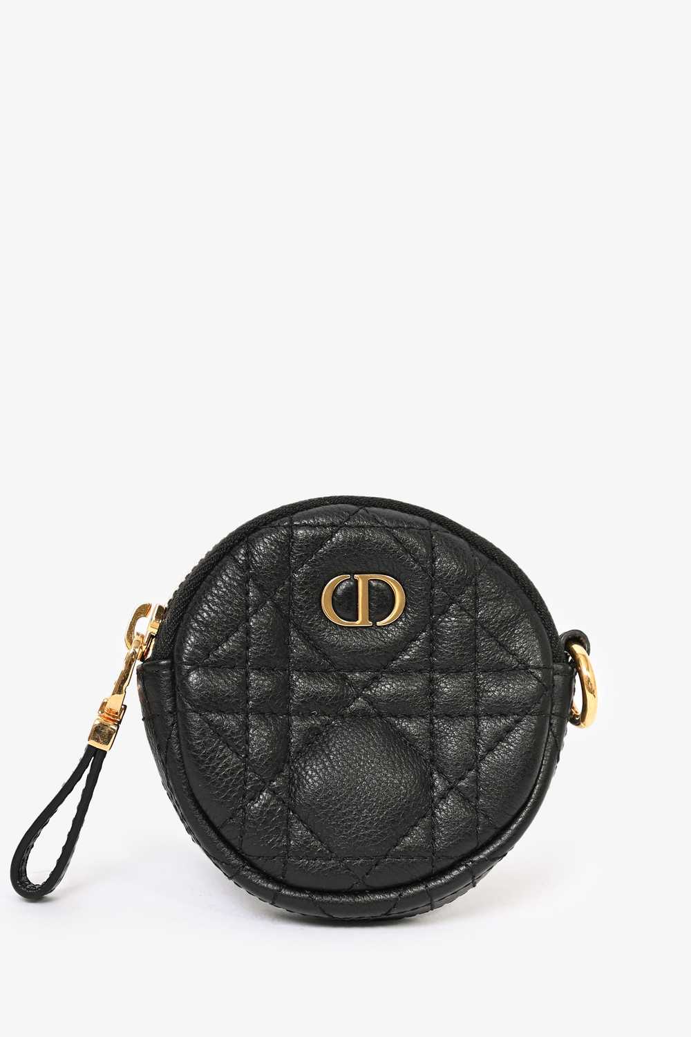 Christian Dior Black Microcannage Caro Coin Pouch - image 1