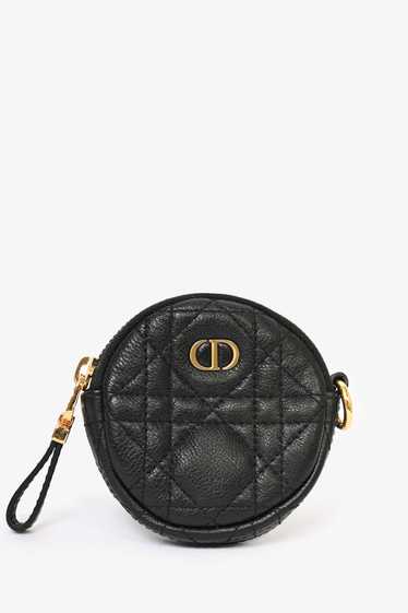 Christian Dior Black Microcannage Caro Coin Pouch