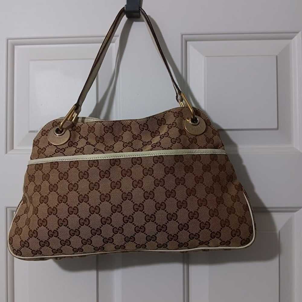 Authentic Gucci Eclipse Canvas leather trim tote … - image 10