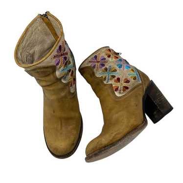 Freebird Disco Leather Embroidery Booties Size 7