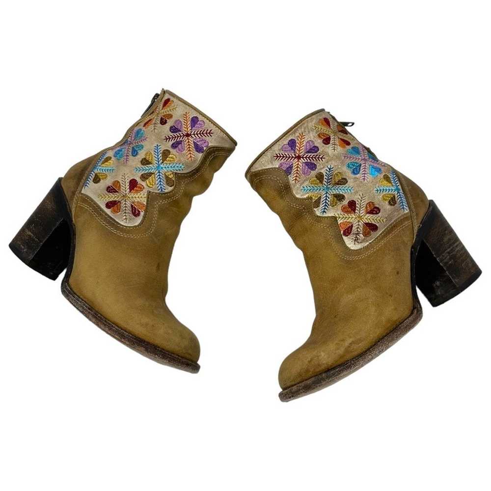 Freebird Disco Leather Embroidery Booties Size 7 - image 6