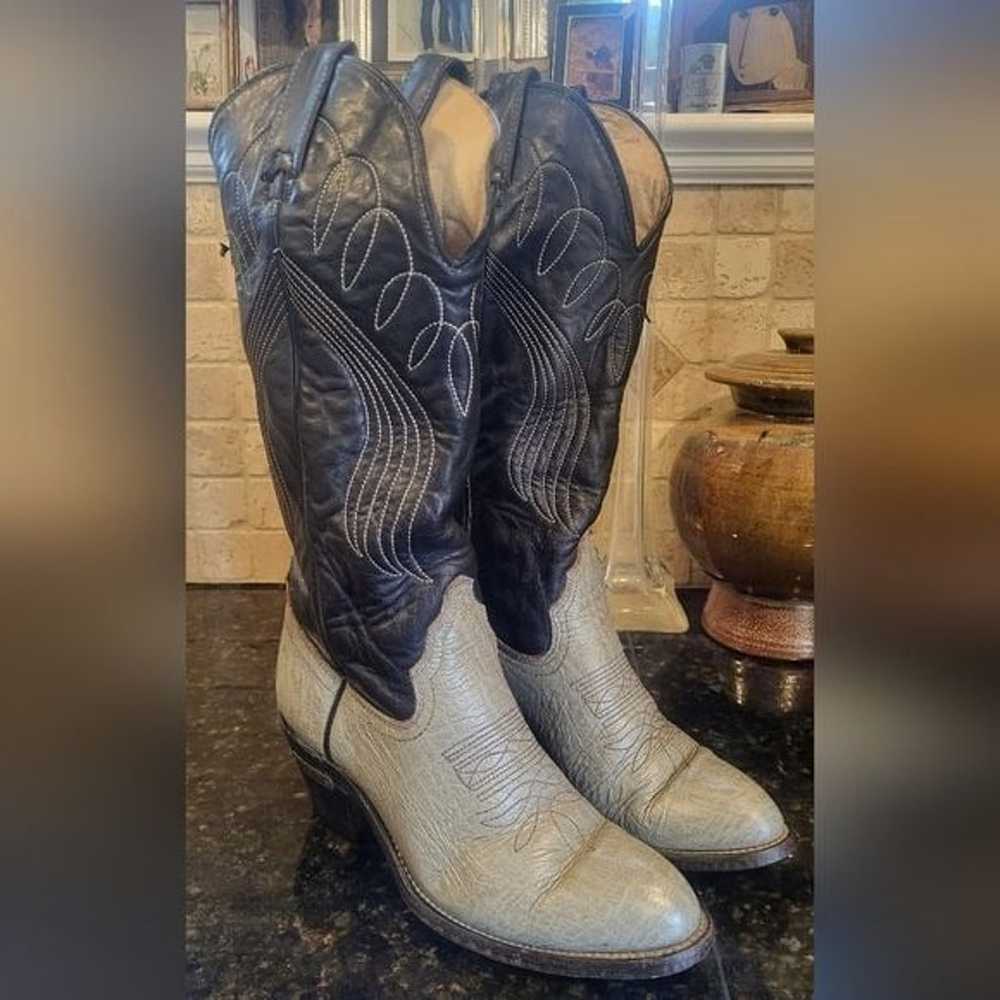 Woman's Vintage Laredo Western Boots Black w/ Gre… - image 1