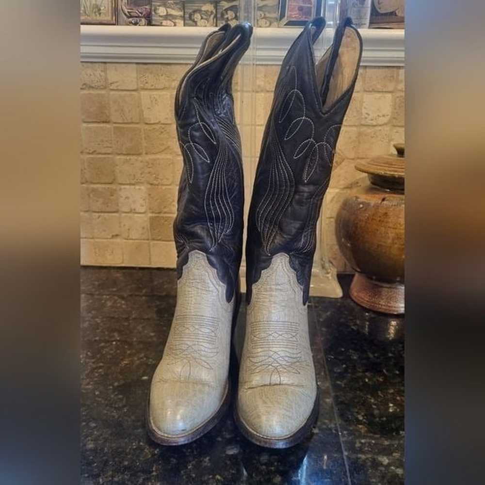 Woman's Vintage Laredo Western Boots Black w/ Gre… - image 8