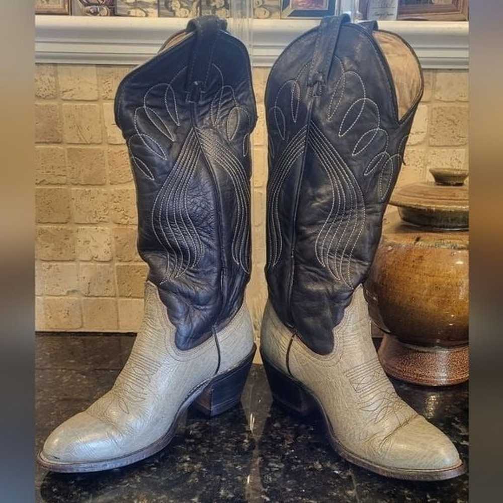 Woman's Vintage Laredo Western Boots Black w/ Gre… - image 9