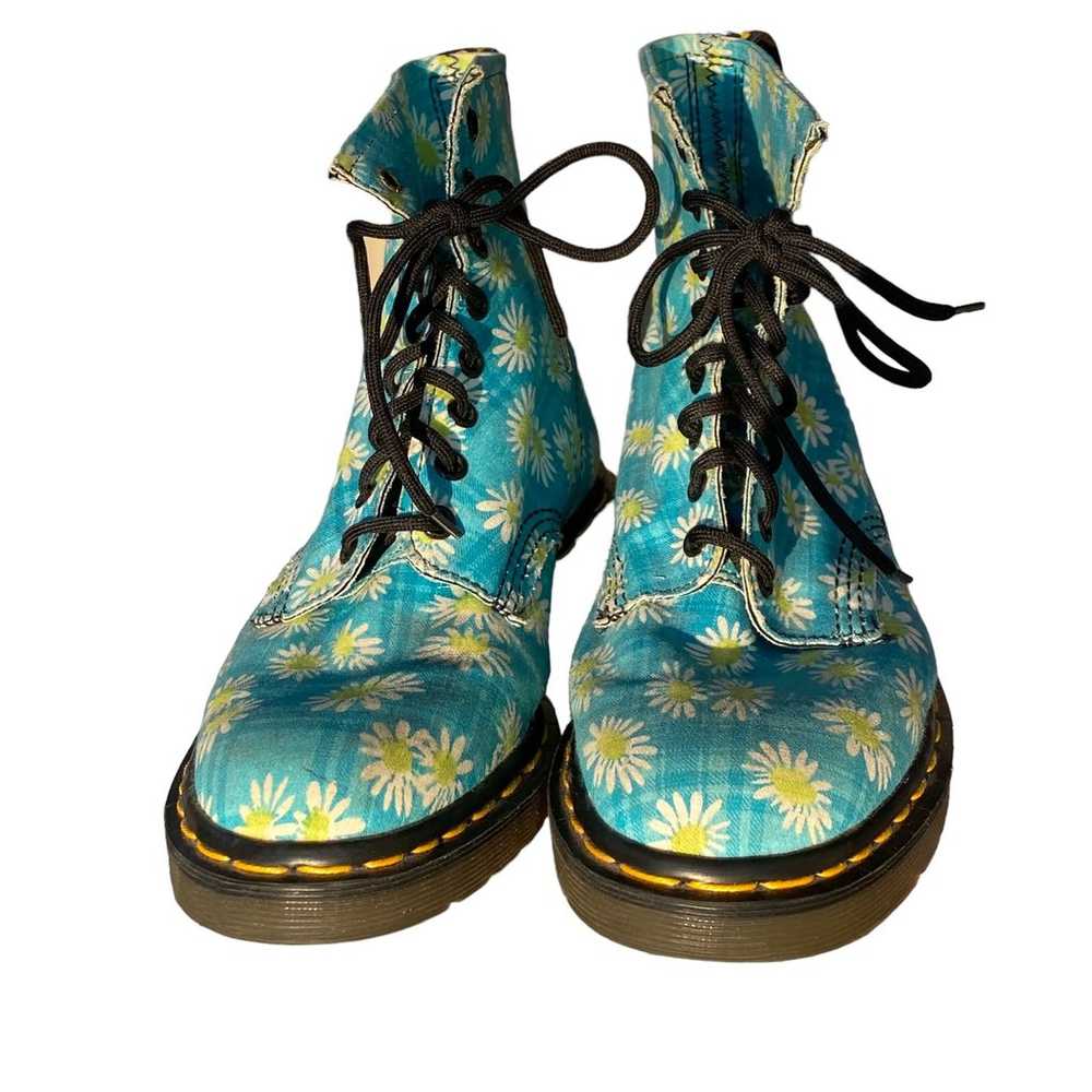 Vintage Dr. Martens Daisy Floral Boots Blue Yello… - image 2