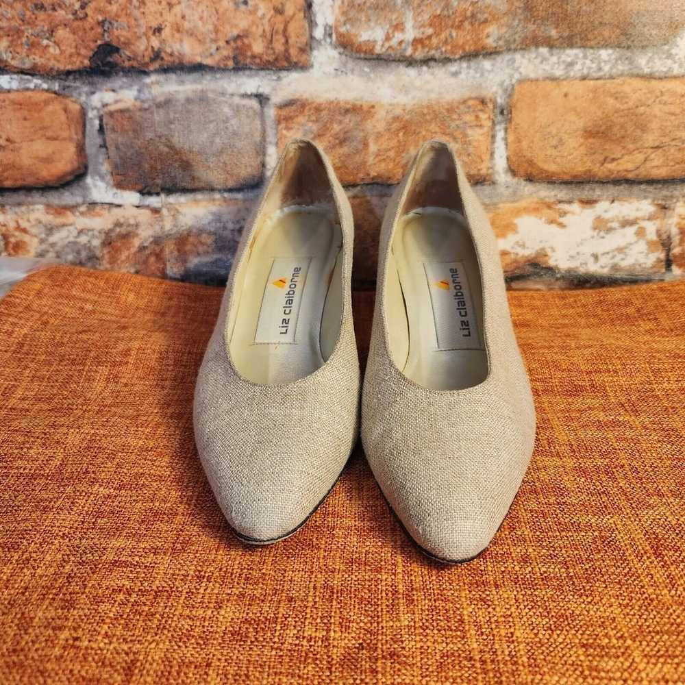 Lis Claiborne Woman Linen Shoes Size 6M Heel Pump… - image 1