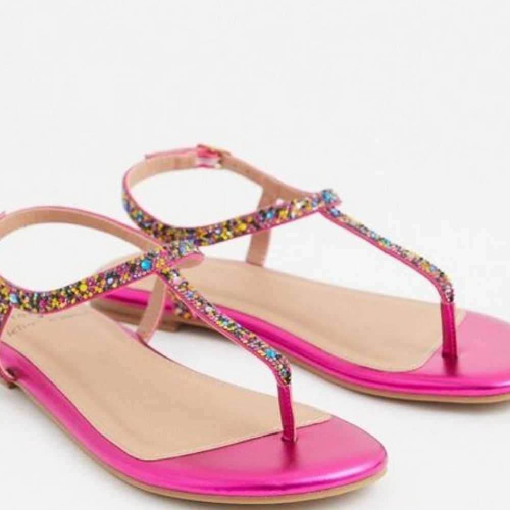 Sandals Johnson Magenta Rainbow T-Strap Sandal (W… - image 1