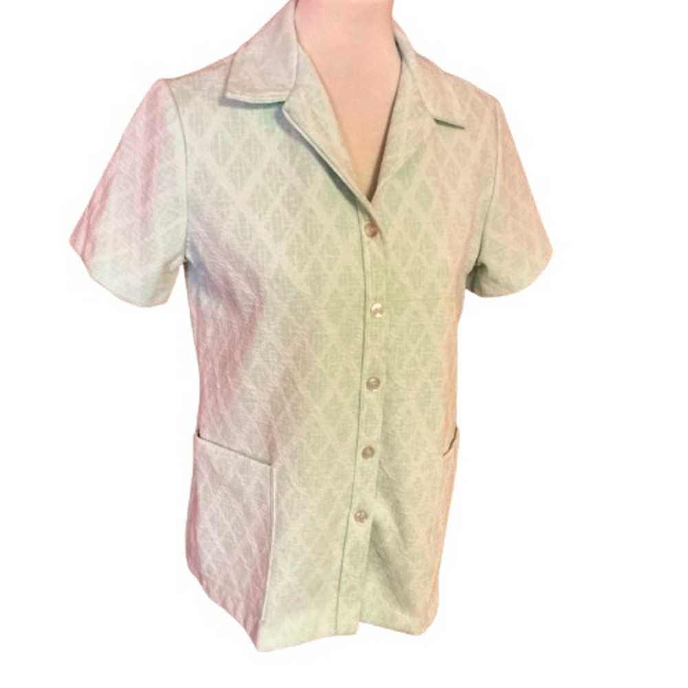 Vintage 70s green polyester shirt - image 1