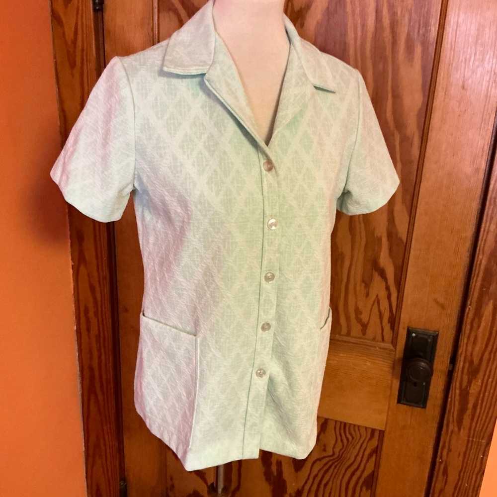 Vintage 70s green polyester shirt - image 7