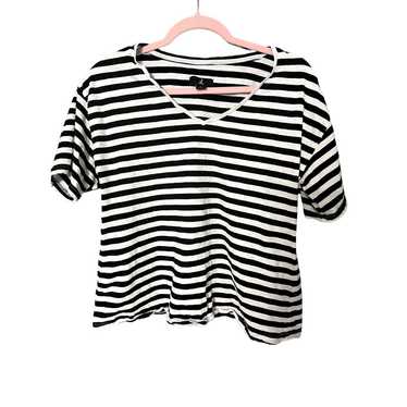 Jason Wu Black and White Striped T-shirt Size Sma… - image 1