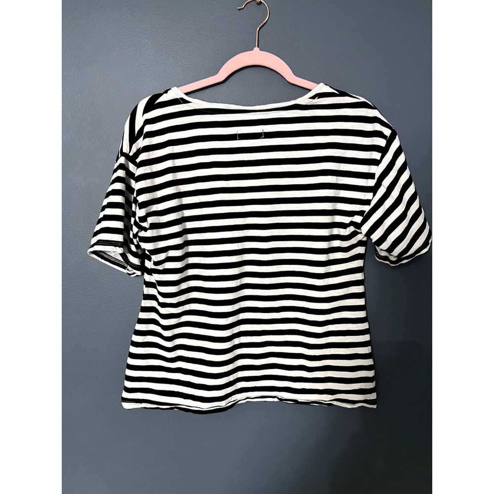 Jason Wu Black and White Striped T-shirt Size Sma… - image 4