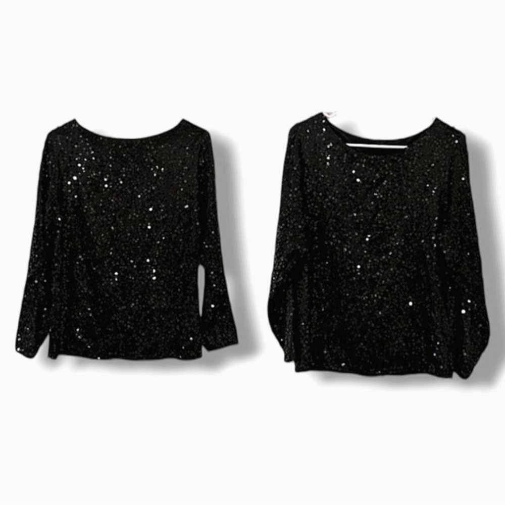 Vintage 70s sequin disco queen silk blouse top - image 3