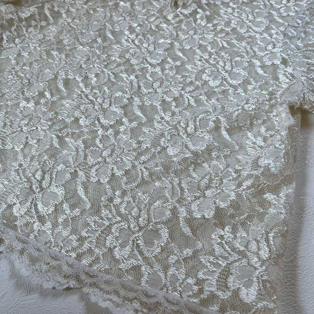 Vintage 1980's USA-made lace white short-sleeve b… - image 6