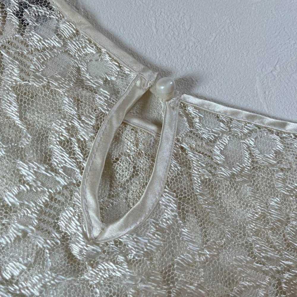 Vintage 1980's USA-made lace white short-sleeve b… - image 7