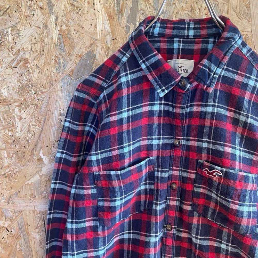 AE6910 HOLLISTER Long Sleeve Shirt Red Check Wome… - image 1