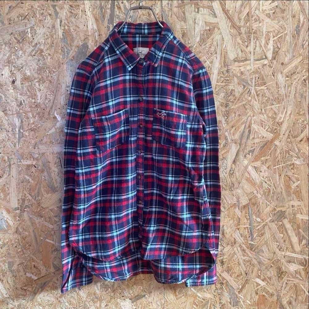 AE6910 HOLLISTER Long Sleeve Shirt Red Check Wome… - image 2