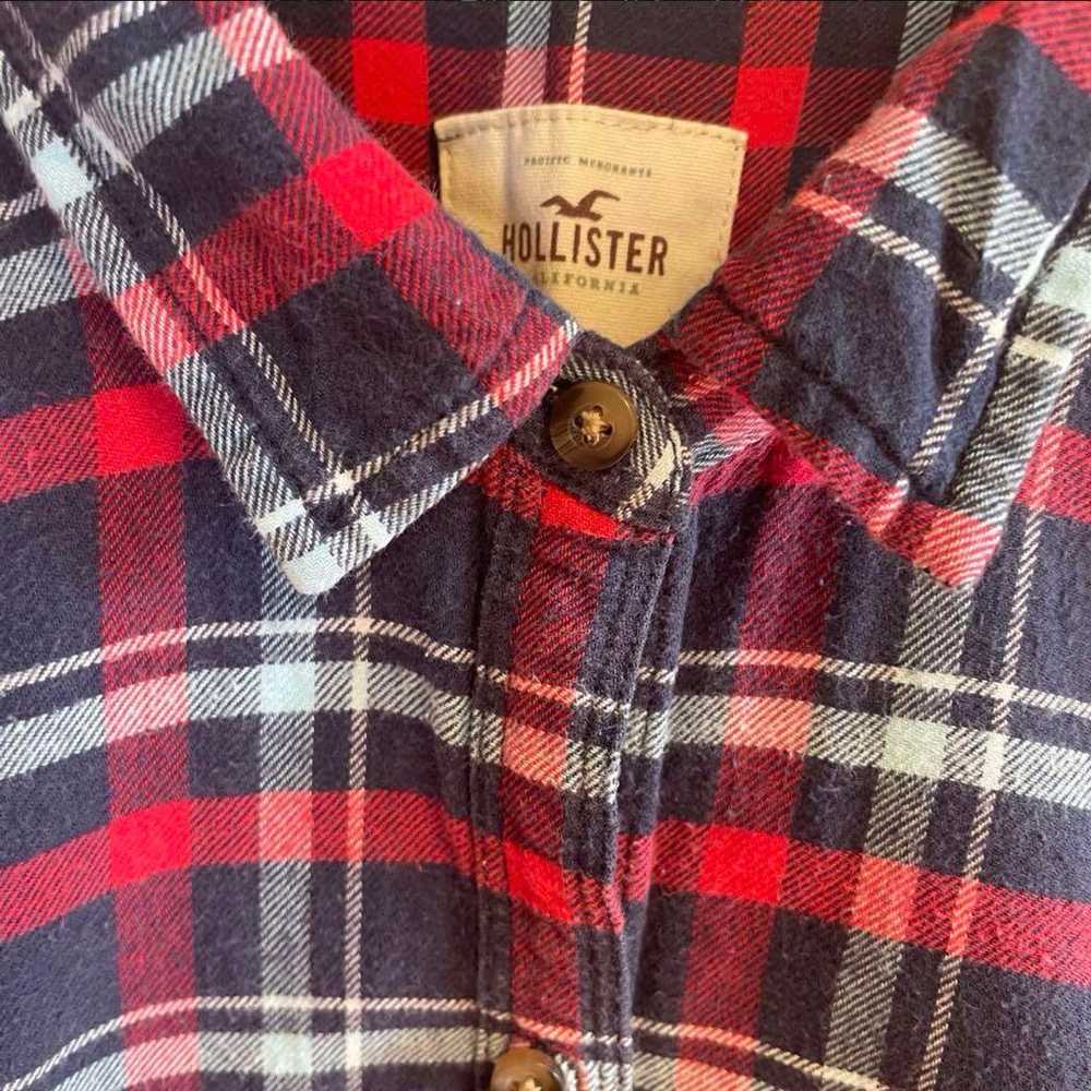 AE6910 HOLLISTER Long Sleeve Shirt Red Check Wome… - image 6