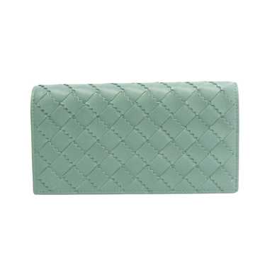 Bottega Veneta Intrecciato Turquoise Leather Wall… - image 1