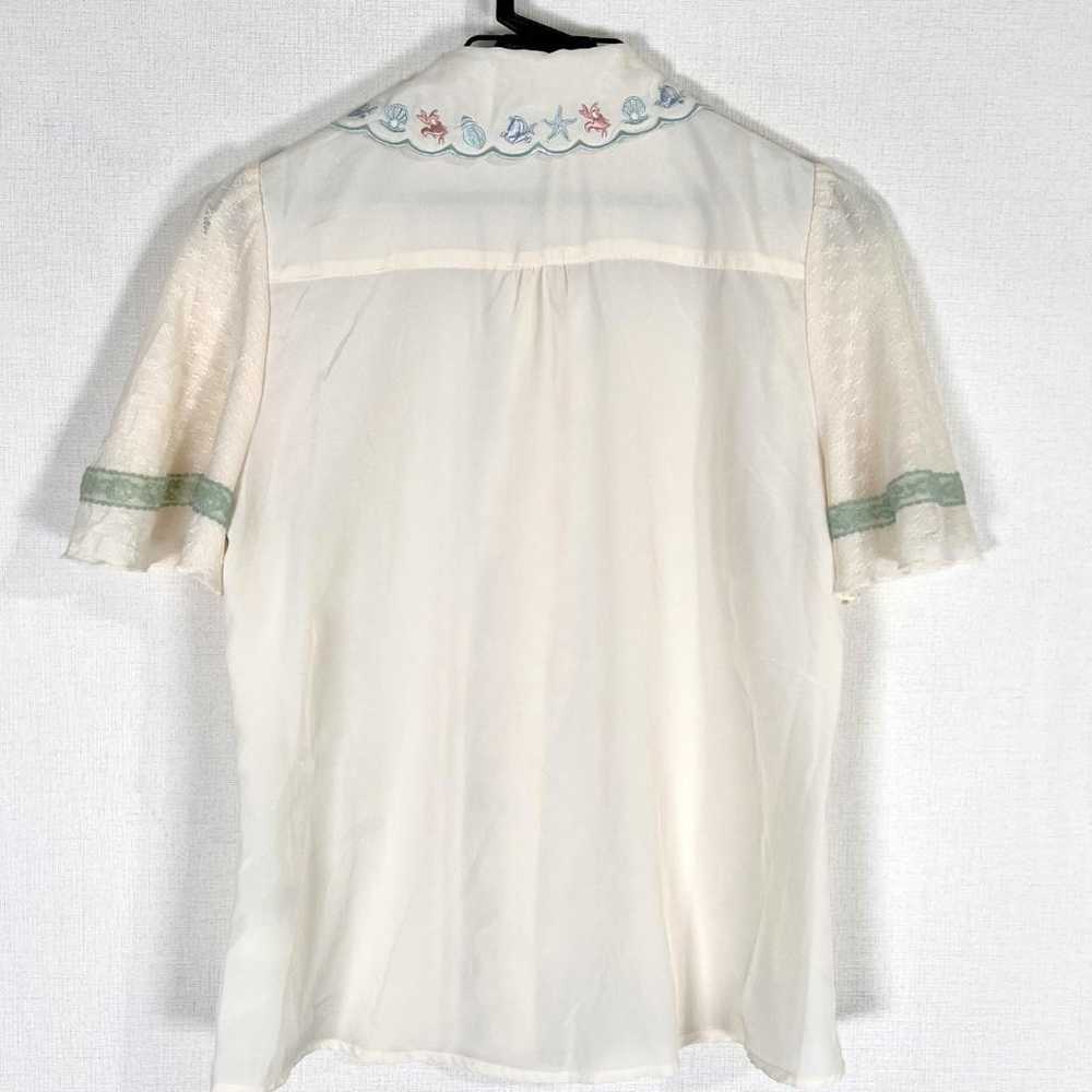 【axes femme】Ivory Embroidered Blouse Women's Size… - image 5