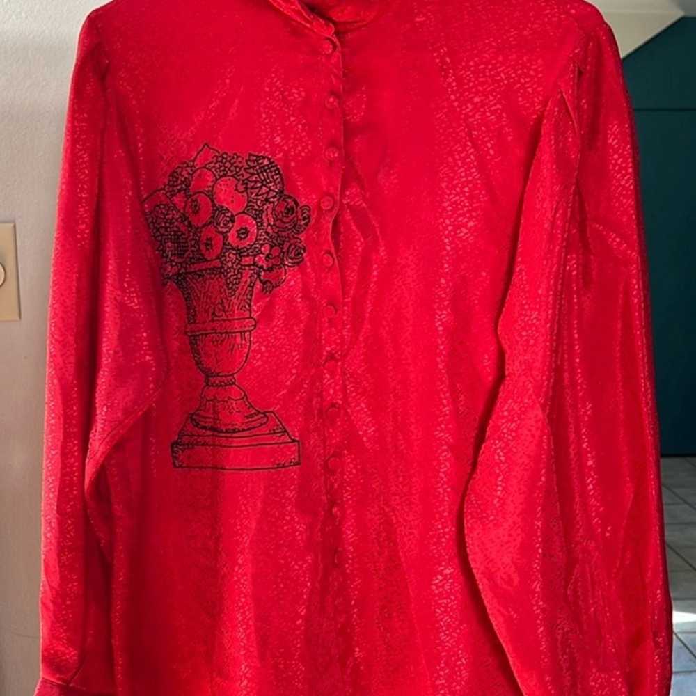 Red Louis Feraud vintage blouse - image 1