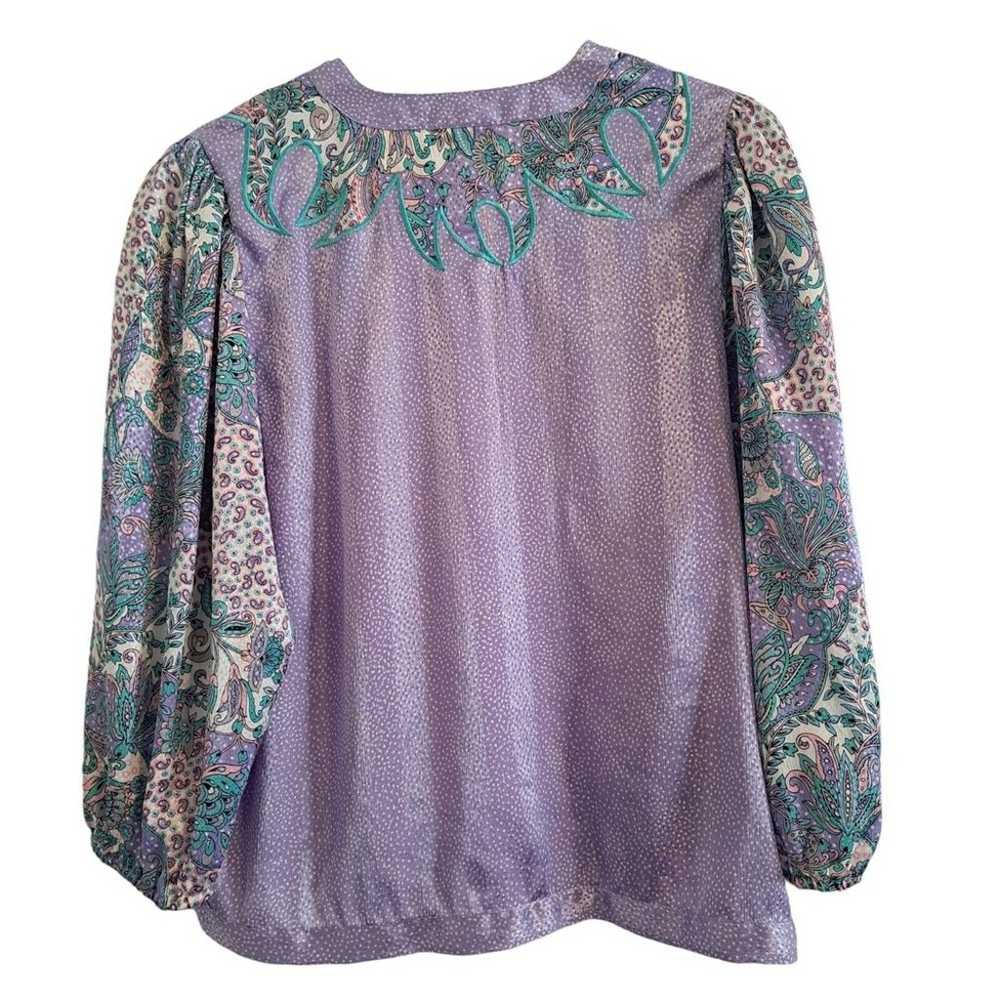 Diane Freis Vintage 80's Purple Blouse Embroidere… - image 2