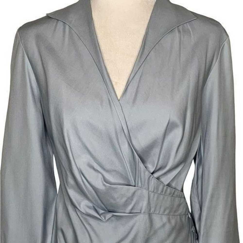 Vintage 1980s Neiman Marcus Gray Silk Wrap Blouse… - image 1