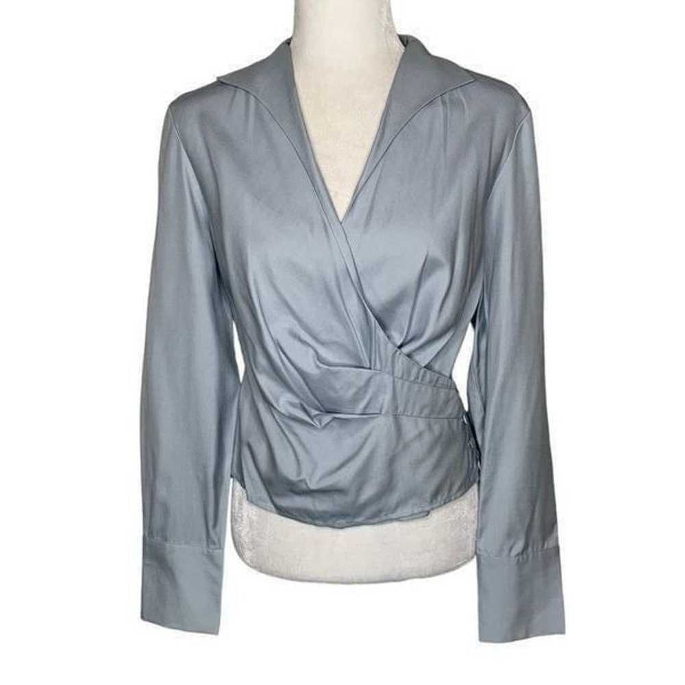 Vintage 1980s Neiman Marcus Gray Silk Wrap Blouse… - image 4