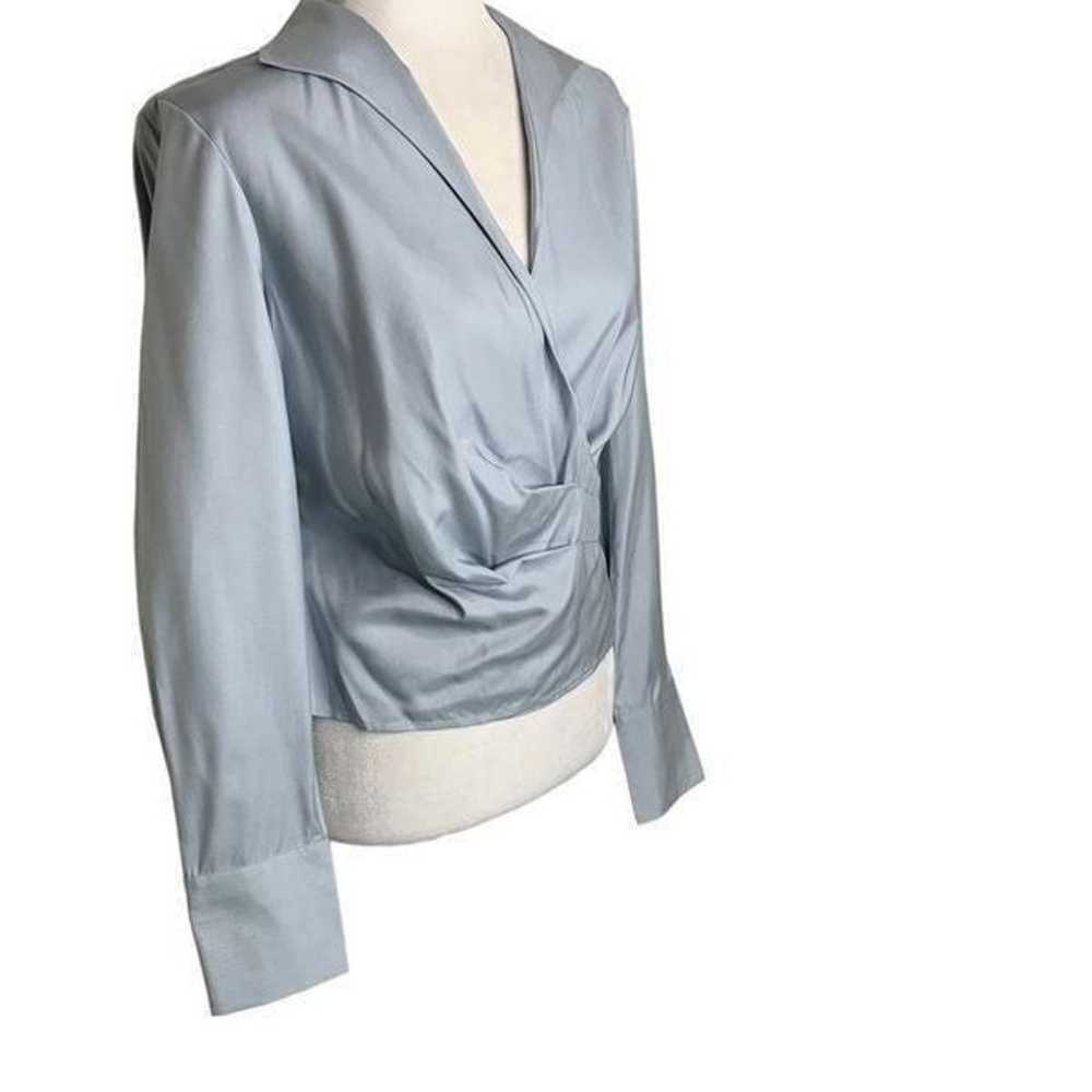 Vintage 1980s Neiman Marcus Gray Silk Wrap Blouse… - image 5