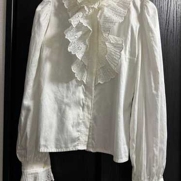 Vintage clothing frilled blouse in white, off-whi… - image 1