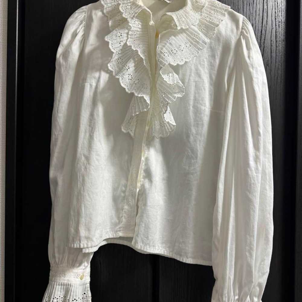 Vintage clothing frilled blouse in white, off-whi… - image 5