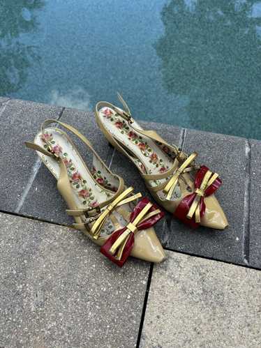 Gucci Gucci Bow Bamboo Heels Slingback Shoes Size… - image 1