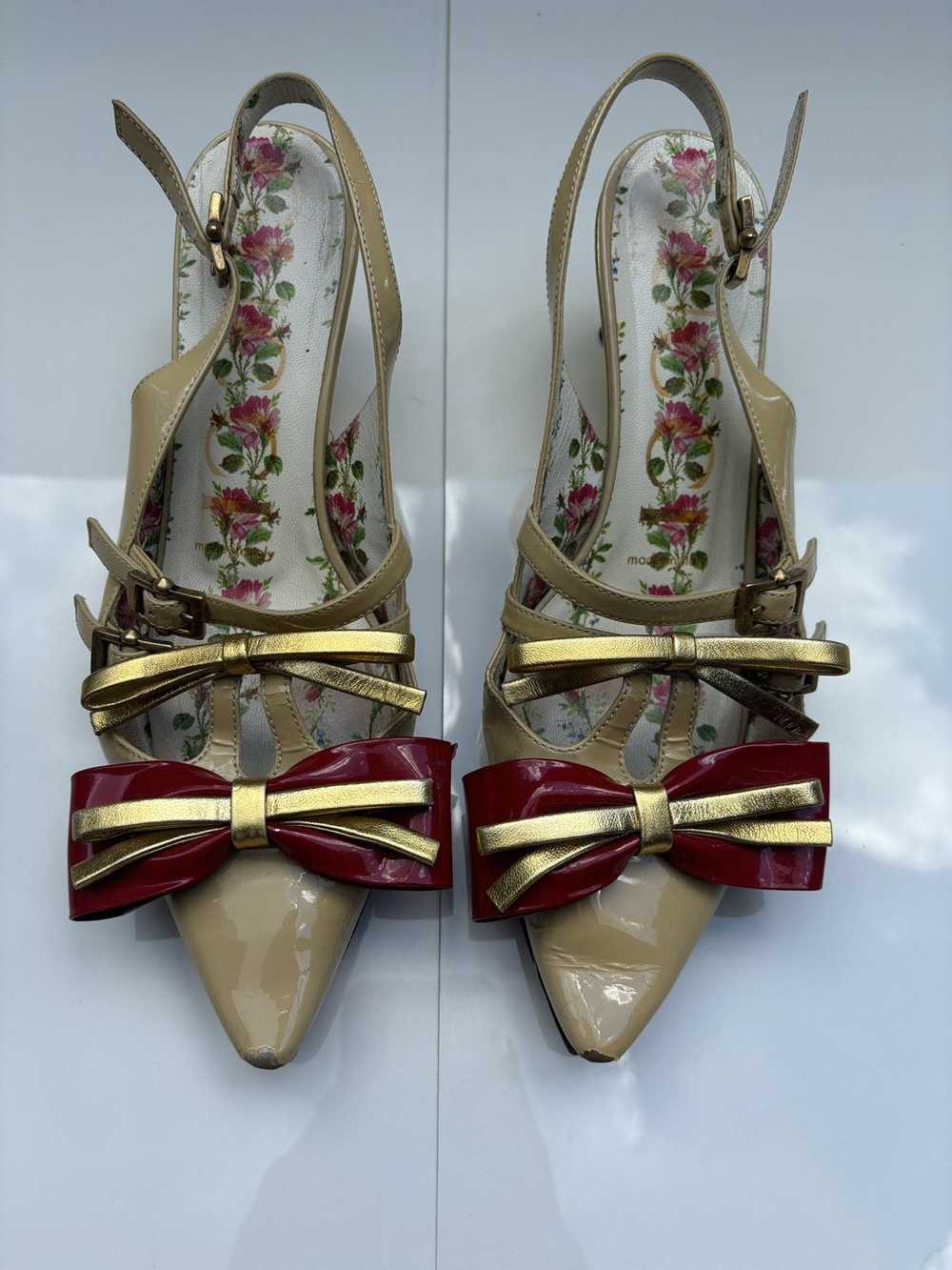 Gucci Gucci Bow Bamboo Heels Slingback Shoes Size… - image 2