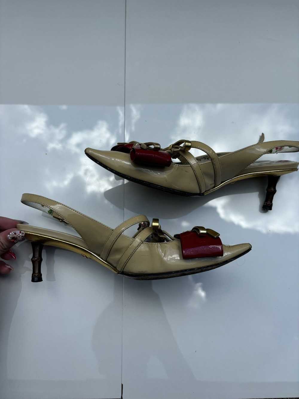 Gucci Gucci Bow Bamboo Heels Slingback Shoes Size… - image 8