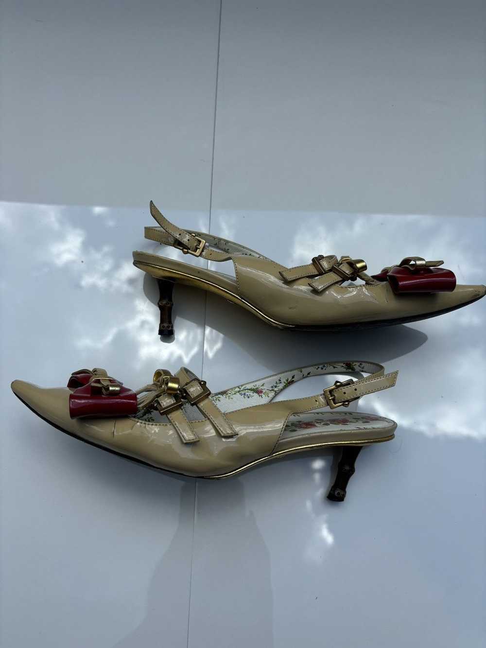 Gucci Gucci Bow Bamboo Heels Slingback Shoes Size… - image 9