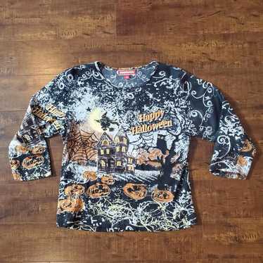 Vintage Y2K AOP Halloween Long Sleeve Shirt - image 1