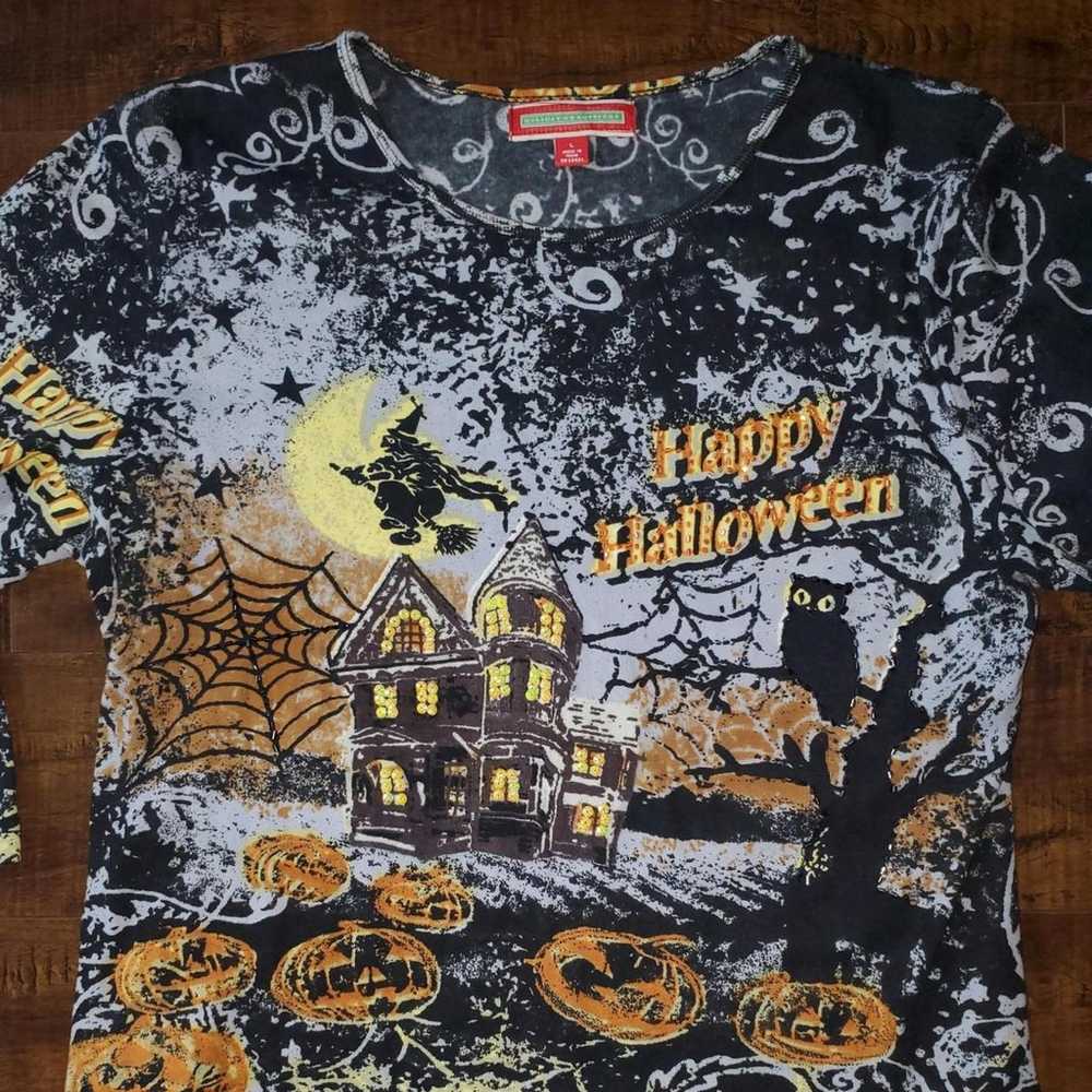 Vintage Y2K AOP Halloween Long Sleeve Shirt - image 3