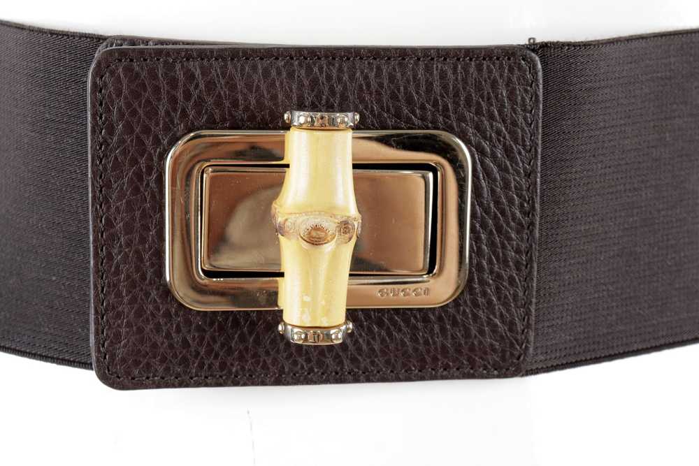 Gucci GUCCI Brown Elastic Bamboo Buckle Belt 65cm - image 11