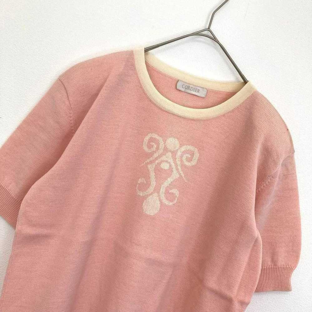 【Cordia】Short Sleeve Knit Sweater Retro Pink LL O… - image 2