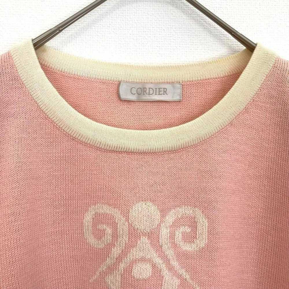 【Cordia】Short Sleeve Knit Sweater Retro Pink LL O… - image 3