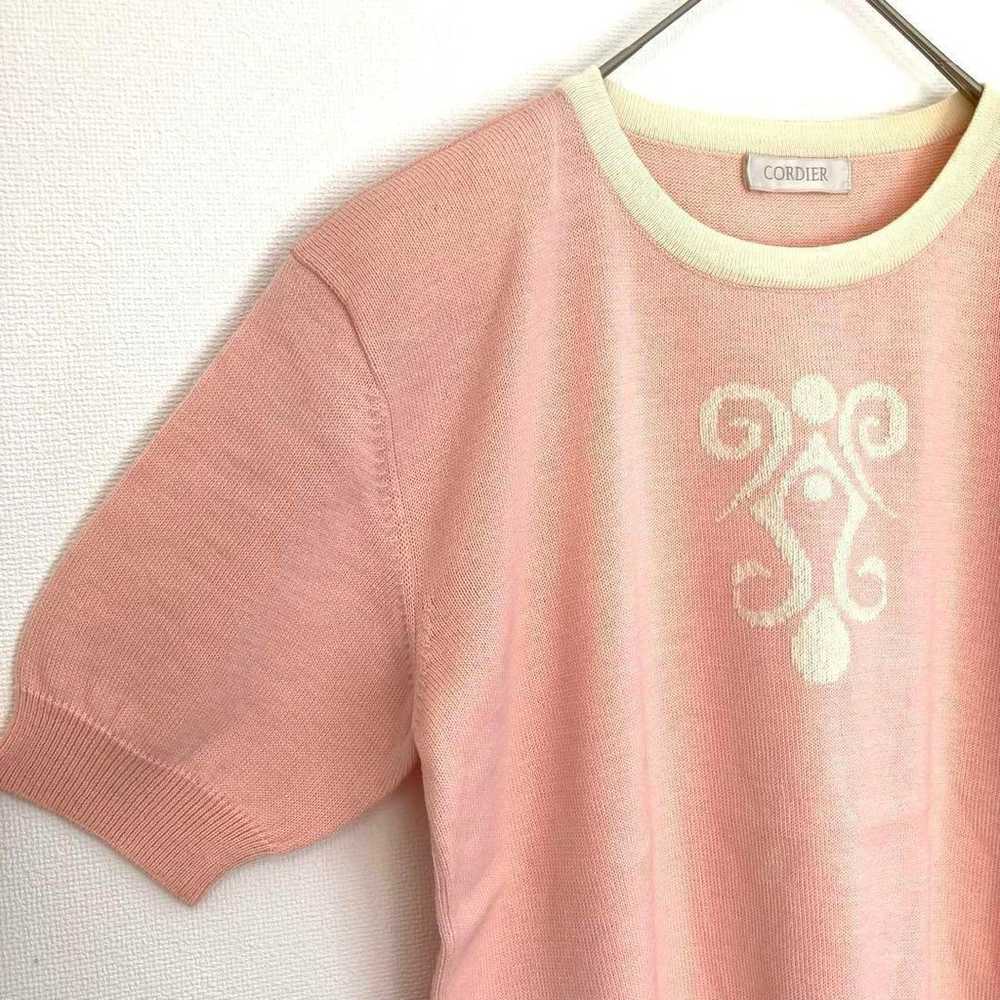 【Cordia】Short Sleeve Knit Sweater Retro Pink LL O… - image 5