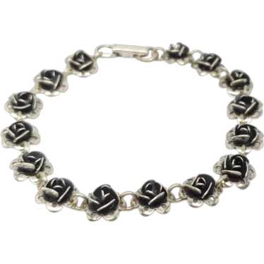 Beau Sterling Silver Flower Link Bracelet #17241 - image 1