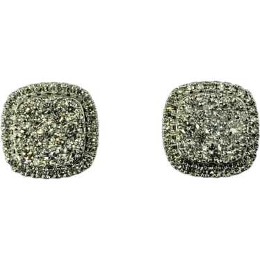 10 Karat White Gold Diamond Cluster Earrings #1874