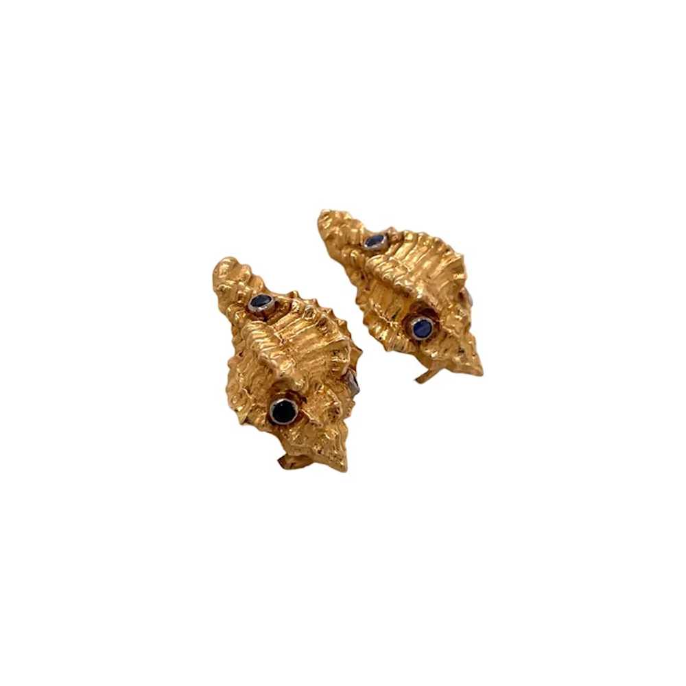 18K Yellow Gold Sapphire Earring - image 3