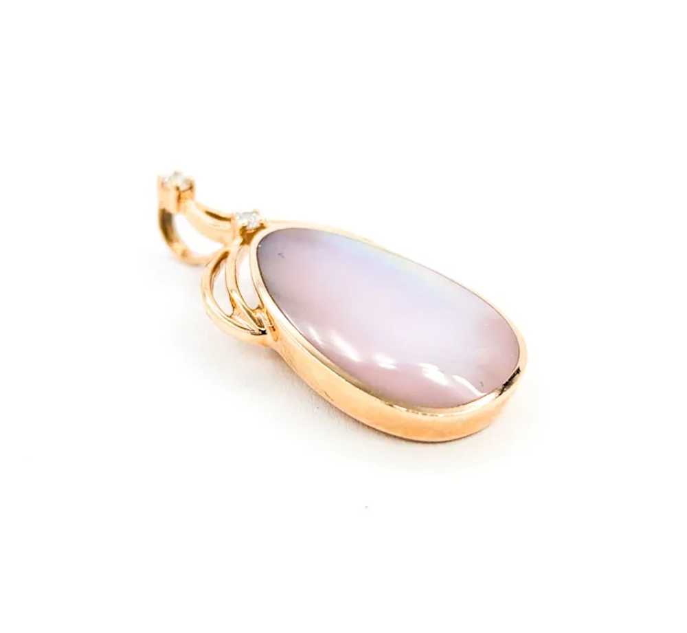 Vintage 14k Rose Gold Mother of Pearl and Diamond… - image 3